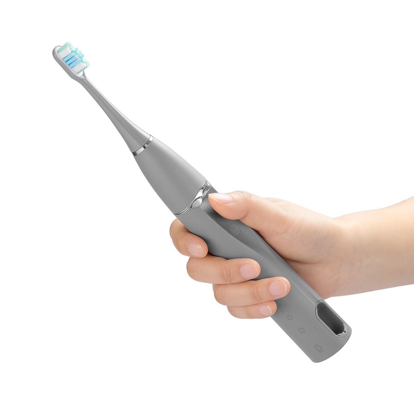 AIDBYIOT Folding Electric Toothbrush Grey Sonic Electric Toothbrush Self Cleaning Travel Toothbrush Rechargeable Portable.4 Brush Heads.