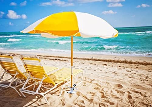 AMMSUN Beach Umbrella Sand Anchor Metal Heavy Duty Outdoor Umbrellas Base Ground Screw Auger with Carry Bag Universal & One Size Fits All for Sun Protection, Shade, High Winds White