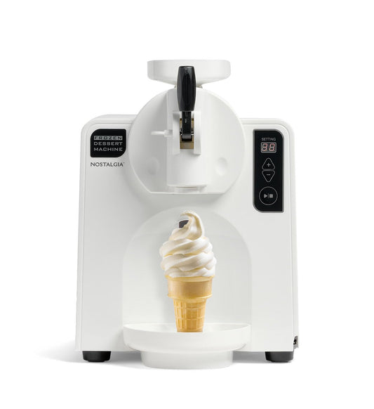 Nostalgia Easy-Dispensing Soft Serve Ice Cream & Frozen Dessert Machine, Makes 1 Quart of Ice Cream, Milkshakes, Frozen Yogurt, Gelato in Minutes, Ice Cream Sandwiches, With LED Display, White