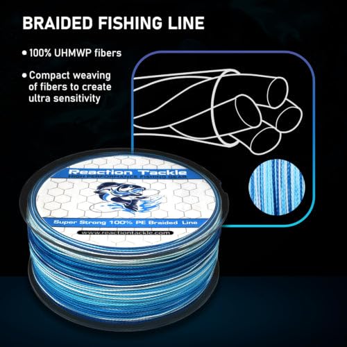Reaction Tackle Braided Fishing Line Hi Vis Yellow 6LB 150yd