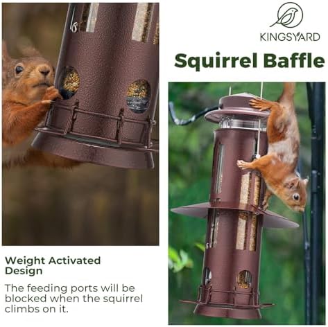 Kingsyard Squirrel Proof Bird Feeder with Removable Base, All Metal, Tube Bird Feeders for Outdoors Hanging, Easy to Clean & Refill, Antique Copper