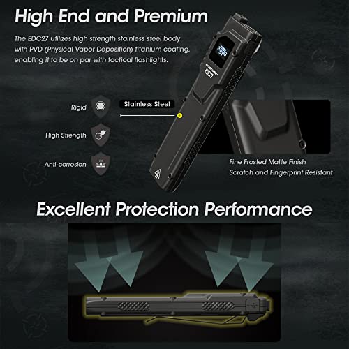 Nitecore EDC27 3000 Lumen Flat EDC Flashlight, USB-C Rechargeable High Performance Slim Compact Pocket Light with Digital Display and LumenTac Case