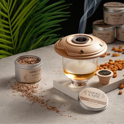 5 x 2oz Wood Chips for Cocktail Smoker (Set of 5: Cherry, Hickory, Apple, Mesquite, Walnut) - 5 Flavors of Smoking Gun Wood Chips - Whiskey Gifts for Men