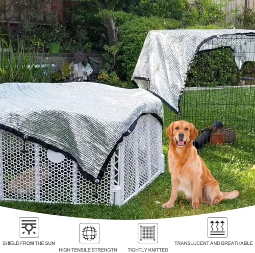 Aluminum-Shade Cloth 10x20',Reflective 80% Aluminum Shade Cloth-for Car Garden,Outdoor Pergola,Lawn.Aluminum Sunblock Neting with Edges and Holes,Silver Heat Reflective Tarp