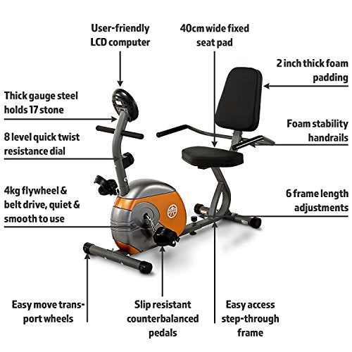 Marcy Recumbent Exercise Bike with Resistance ME-709