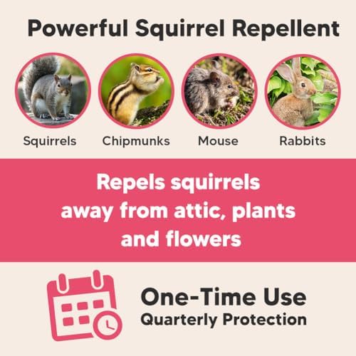 Squirrel Repellent Outdoor, Chipmunk Repellent, Squirrel Repellent for Garden & Yard, Attic Squirrel Deterrent, Keep Chipmunk Away, Get Rid of Squirrels for Tree, Bird Feeders, Plant-8P