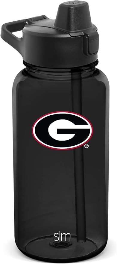 Simple Modern Officially Licensed Collegiate University Tritan Plastic BPA-Free Water Bottle with Push-Button Silicone Straw Lid | Summit Collection | 32oz