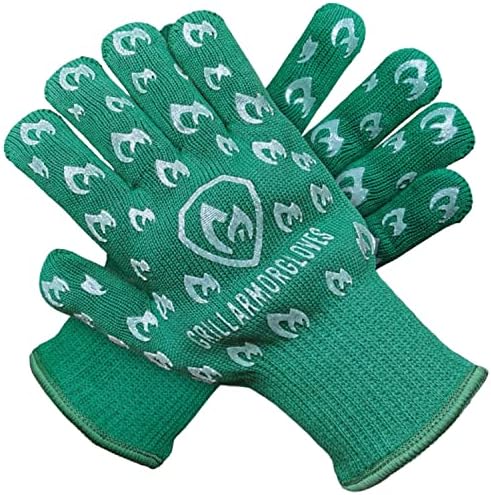 Glow in The Dark BBQ Gloves 932°F Extreme Heat & Cut Resistant Oven Mitts with Fingers – Cooking, Grilling, Baking – Accessory for Smoker, Cast Iron, Fire Pit, Camping, Fireplace