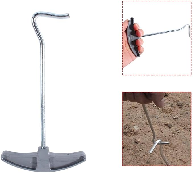 Peg Puller Extractor, Tent Peg Nail Puller Tool, Steel Awning Stakes Hooks Remover Lifter for Camping