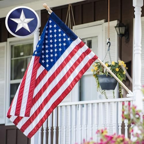 American Flag 2.5x4 FT Pole Sleeve, American Flag sleeve style,Long Lasting US Flag, Heavy Duty Durable TearProof American Flag Sleeve, Embroidered Stars, Sewn Stripes,, UV Protection，Flags for Outside (Pole NOT Included)