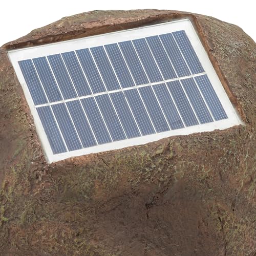 Alpine Corporation Weather-Resistant Bluetooth Solar-Powered Outdoor Wireless Rock Speaker - Set of 2