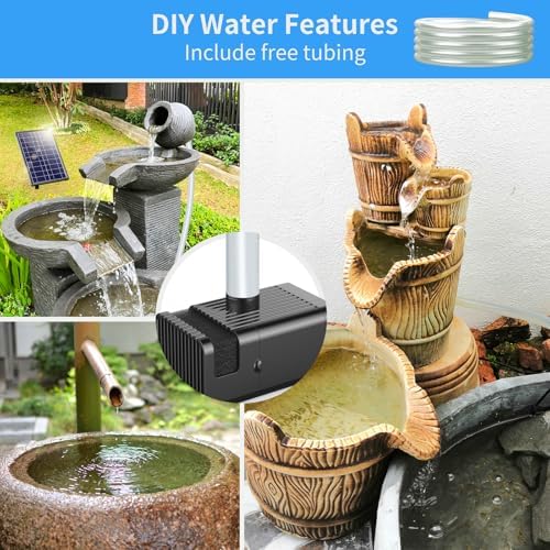 Antfraer Solar Fountain Pump for Bird Bath, 6.5W Solar Fountain with Dry-Run Protection, Solar Water Fountain with Double-Layer Nozzles & 5Ft Tubing for Small Pond Bird Bath Garden DIY Water Feature