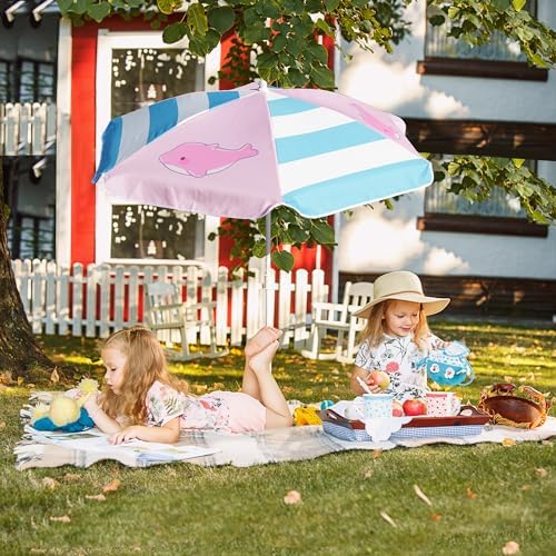 AMMSUN 47 Inch Seaside Beach Umbrella for Sand Box Water Table - Kids shade Umbrella for children Beach Camping Garden Outdoor Play Shade umbrella for picnic table