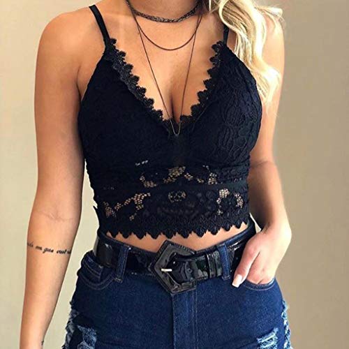 Aniywn Sexy Women Underwear Solid Color Lace Patchwork Vest Crop Wire Free Bra Tank Tops Blouse