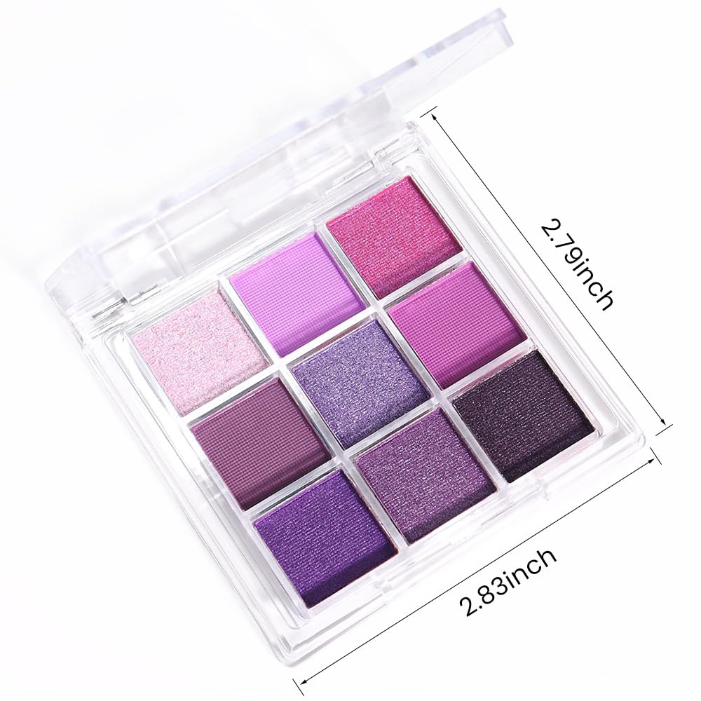 AMY'S DIARY Deep Light Purple Matte Shimmer Eye Shadow Palette Makeup,Eyeshadow Long Lasting Waterproof Cruelty-Free, 9 Blendable Shades in Smooth with Gorgeous Pearls for Girls (Purple palette)