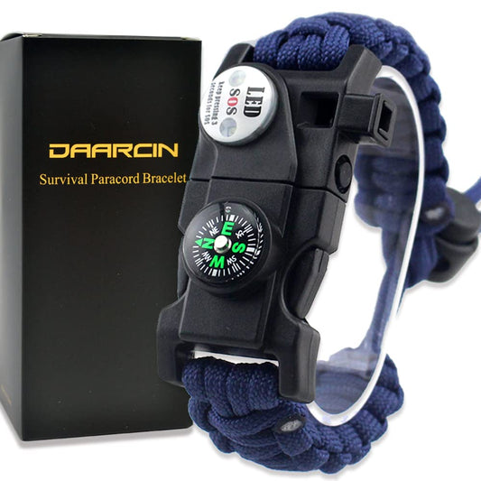 Daarcin Survival Paracord Bracelet,Fire Starter,Waterproof SOS Light, Compass, Whistle, Adjustable AK87 20 in 1,Outdoor Ultimate Tactical Survival Gear Set,Gift for Kids,Men