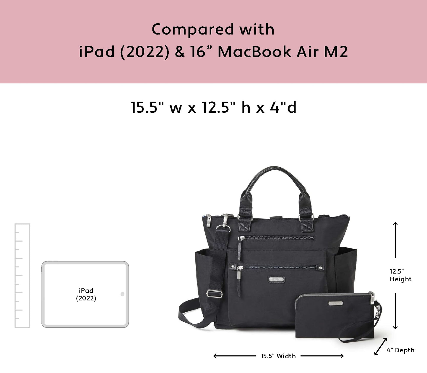 Baggallini Womens 3-in-1 Convertible Backpack with RFID phone wristlet, Blush Python, One Size US