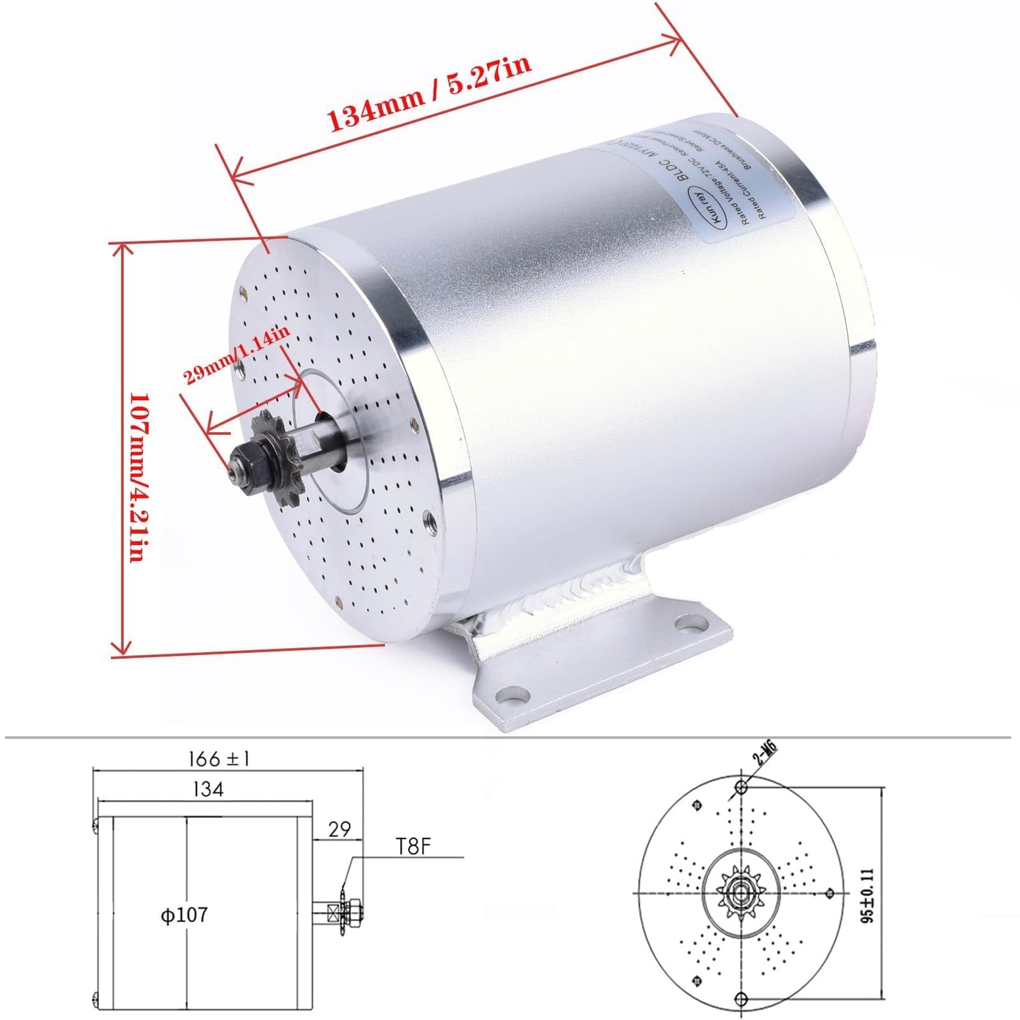 72V 3000W BLDC Brushless Motor Kit with 24 Mosfet 50A Controller, Throttle - For Electric Scooter, E Bike, Motorcycle DIY Conversion