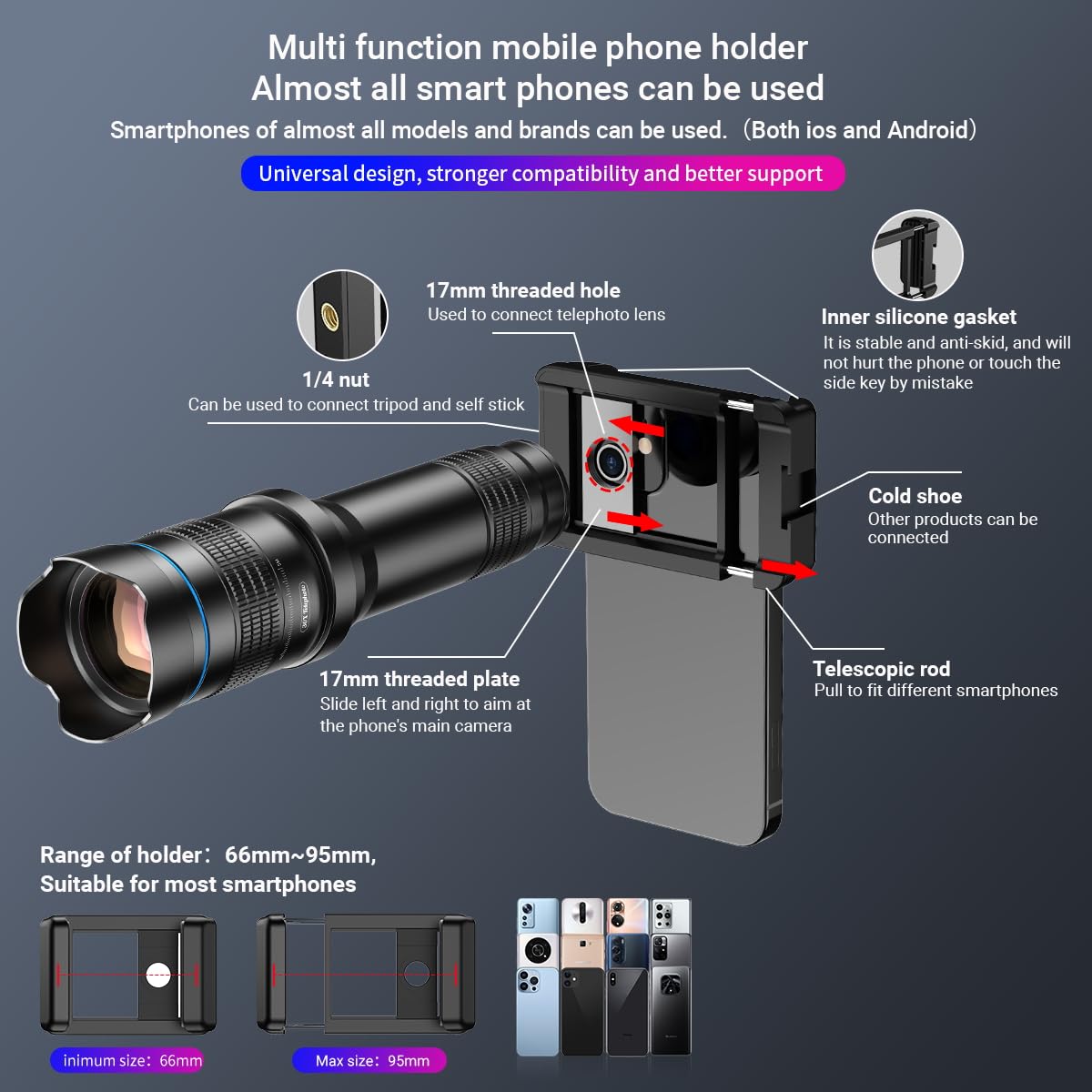 APEXEL 36x High Power HD Telephoto Lens Kit | Zoom Camera Lens with Tripod & Universal Clip | iPhone/Samsung/Android | Wildlife Photography and Observation