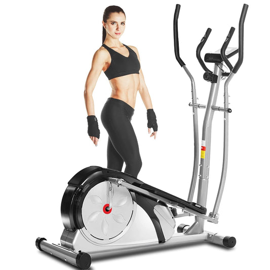 ANCHEER Elliptical Exercise Machine, Elliptical Machines for Home Gym with Pulse Rate Grip and LCD Monitor, 8 Resistance Levels Smooth Quiet Driven for Home Office, Max 350Lbs