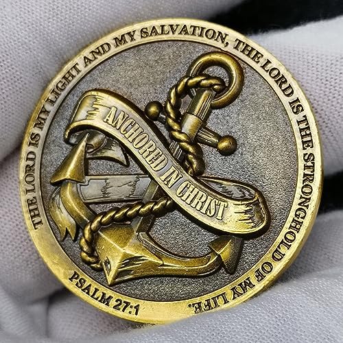 Anchored in Christ Challenge Coin A Symbol of Faith and Strength Christian Pocket Hug Token (Pack of 3)