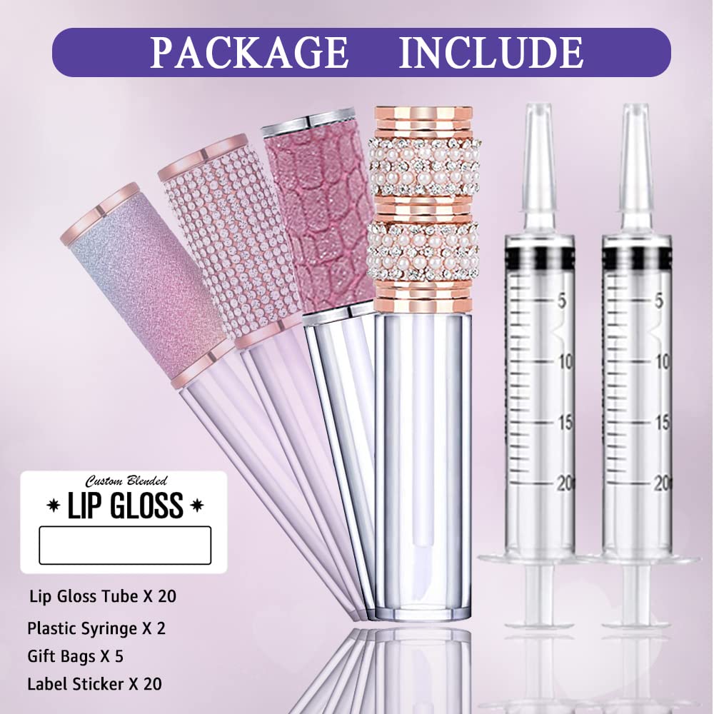 AMORIX 20 Pack Diamond Lip Gloss Tubes + 50 Pack Diamond Lip Gloss Tubes