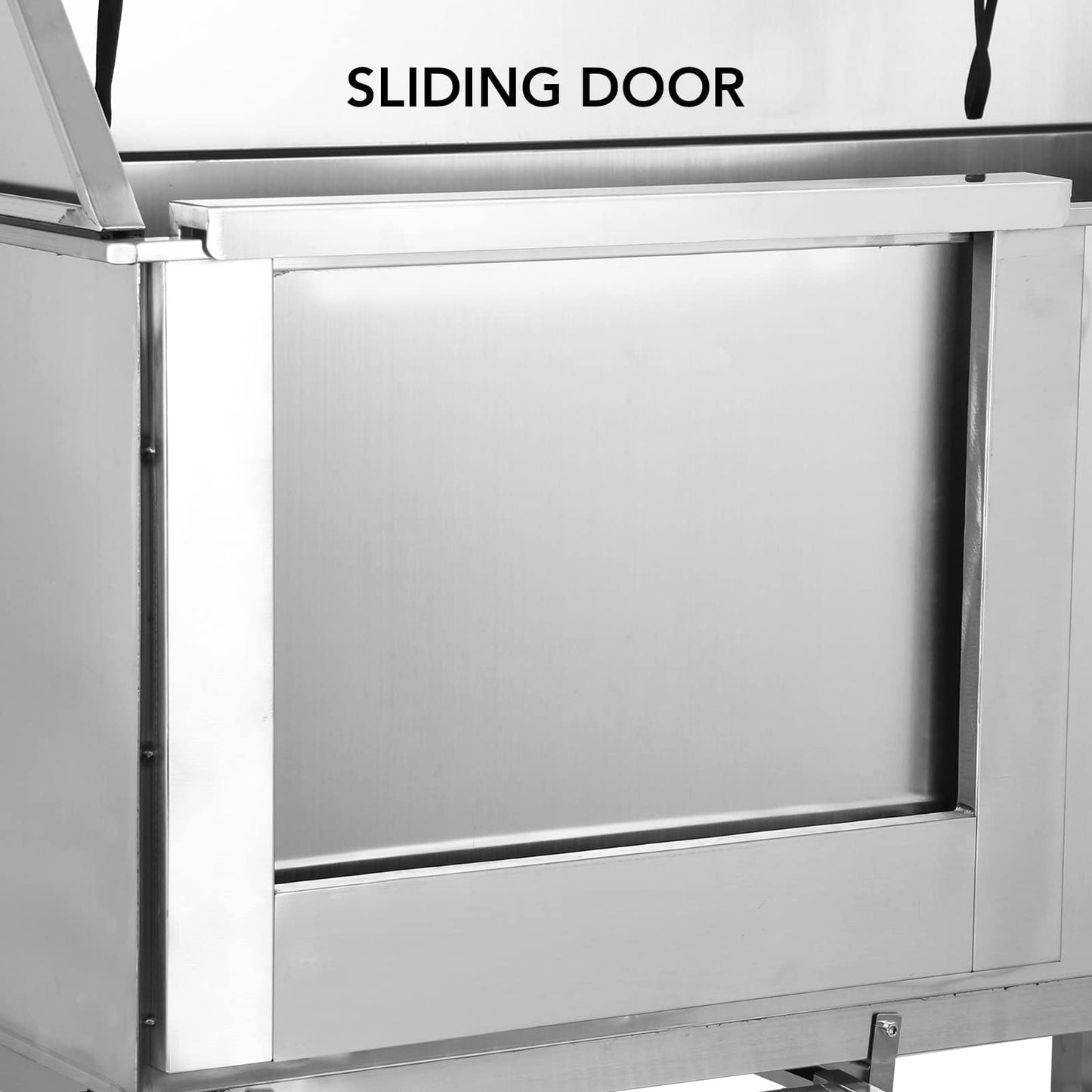 50" Pet Dog Grooming Bathing Station, Professional Stainless Steel Dog Grooming Tub w/Removable Ramp, Storage Drawer, Floor Grate, Stairs Faucet, Dog Bathtab for Large, Medium & Small Pets, Left Door