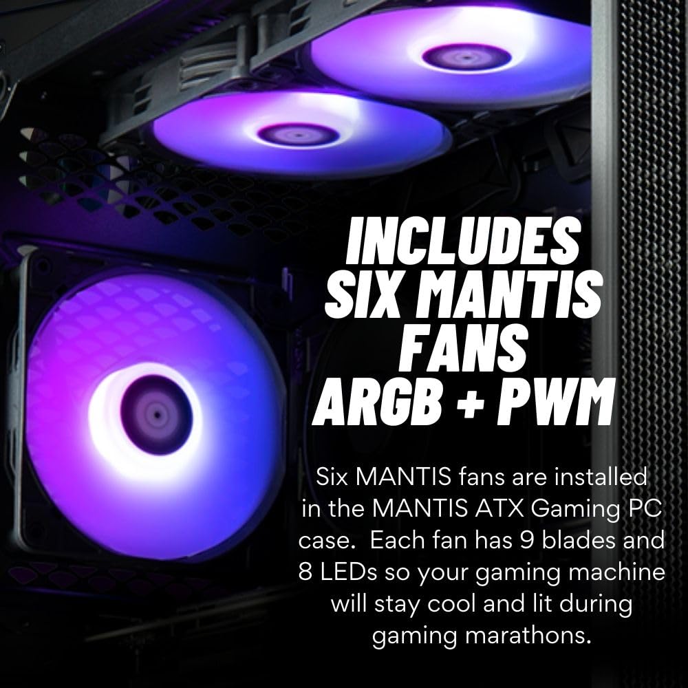Mantis V2 Gamer Desktop PC - GeForce RTX 5070 TI (> 3090), Intel 14-Core 14600K (>i7-12700K), WaterCooled, 32GB DDR5 RAM, 2TB NVMe SSD, WiFi 6E + BT, HDMI, Windows 11 Pro - RGB Gaming Computer