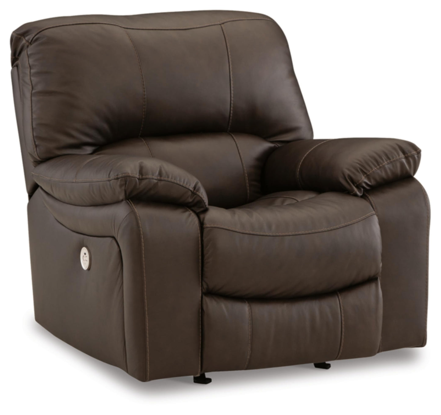 Signature Design by Ashley Leesworth Contemporary Leather Match Power Rocker Recliner with USB Ports, Dark Brown