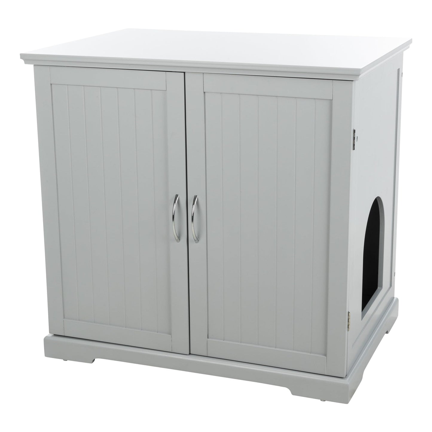 TRIXIE XL Wooden Litter Box Enclosure (Gray), Hidden Litter Box for Cats Furniture-Style, Openings on Either Ends & Large Ventilations Slots, Double Doors for Easy Cleaning, Built-in Drawer