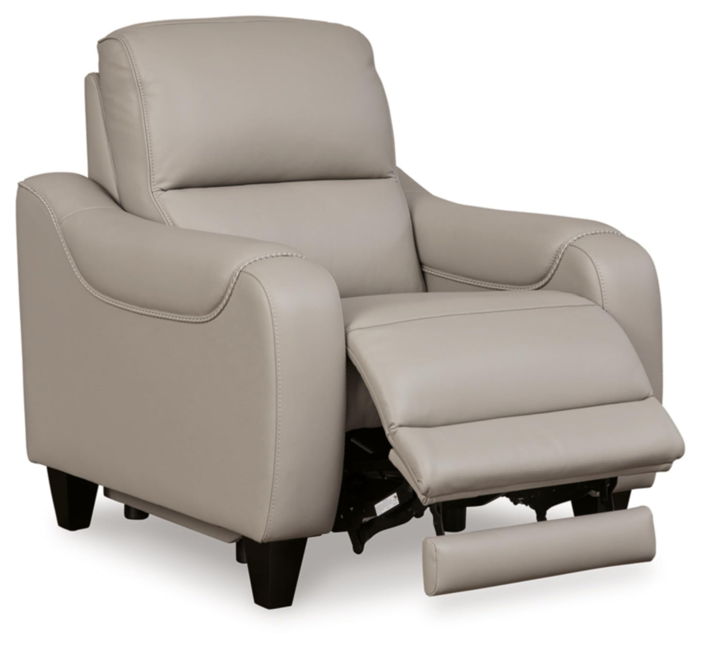 Signature Design by Ashley Mercomatic Contemporary Leather Match Wall Hugger Power Recliner with Adjustable Headrest and USB Ports, Light Gray