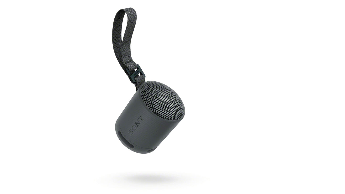 Sony SRS-XB100 Wireless Bluetooth Portable Lightweight Super-Compact Travel Speaker, Durable IP67 Waterproof & Dustproof Shower Speaker, 16 Hour Battery, Versatile Strap, & Hands-free Calling, Black