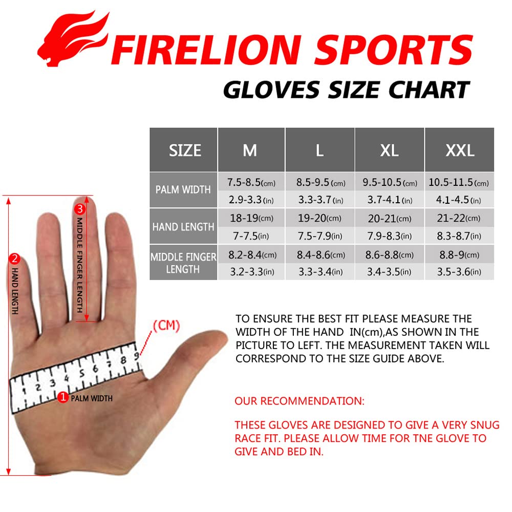 FIRELION Men/Women Bicycle Cycling Gloves, Full-Finger Anti-Skid Shock-Absorbing Outdoor MTB Downhill Off Road Gloves for Racing, Touch-Screen Sports Bike Protective Gloves