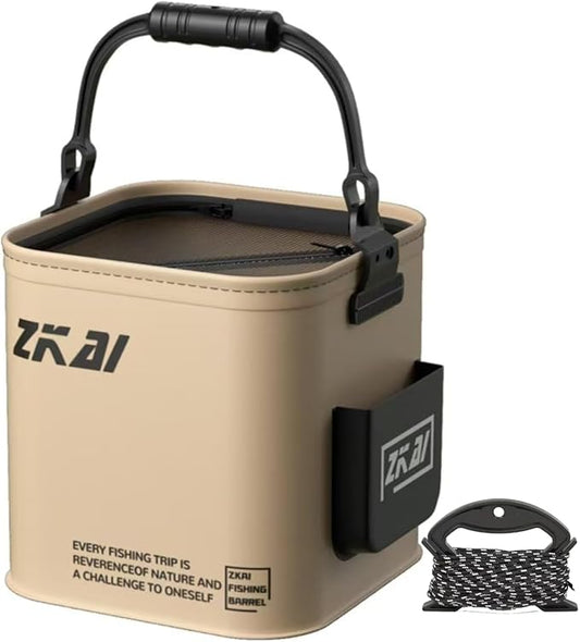 Foldable Fishing Bucket, Portable Fishing Water Pail, 13L/3.43Gal, for Hiking Fishing Camping Traveling Boating with Meters Rope