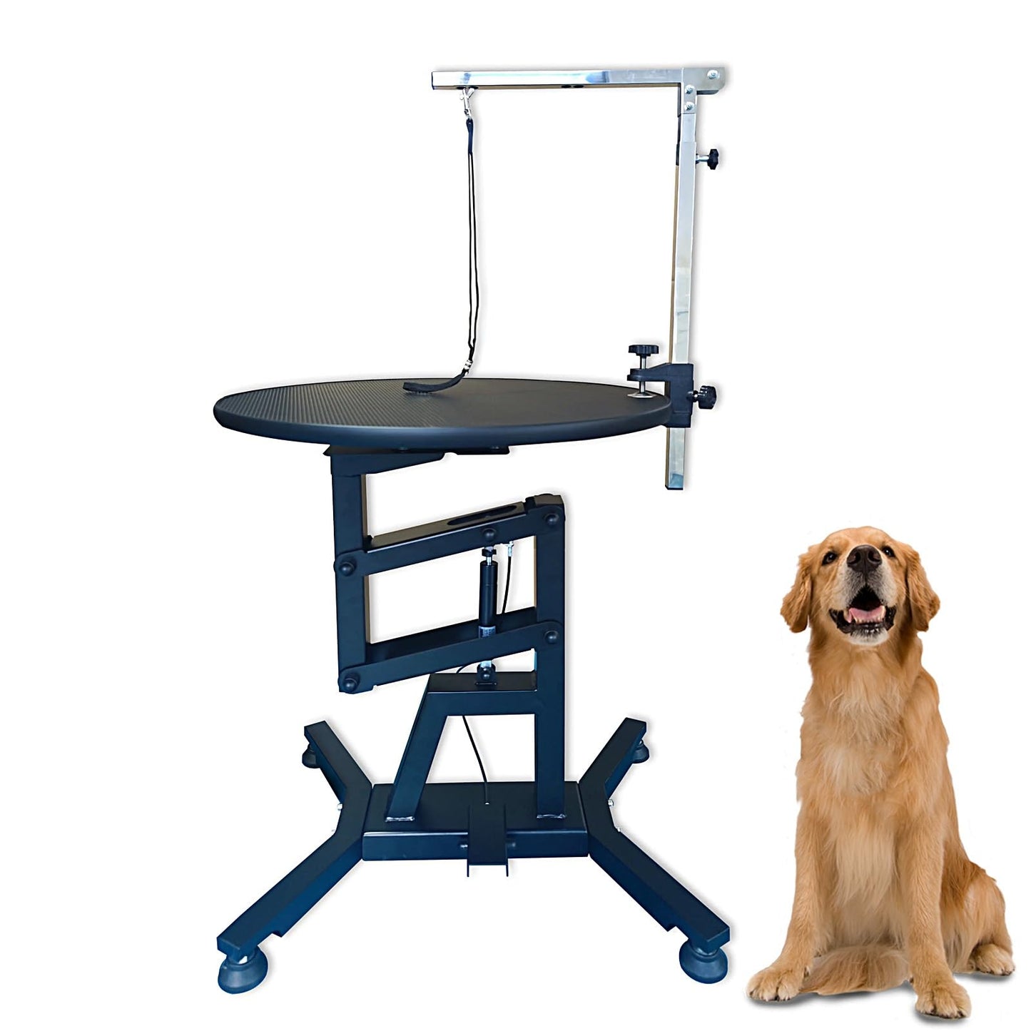 Pneumatic Dog Grooming Table Foldable Dog Washing Station for Home Liftable and Rotatable Pet Grooming Table with Non Slip Feet, Roughened One Pieces Steel(Black,60cm)