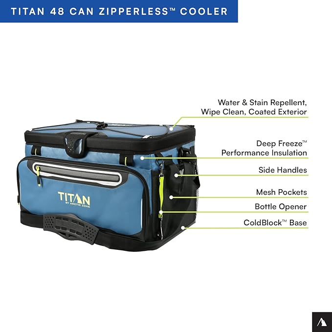 Arctic Zone Titan Deep Freeze Cooler - Zipperless Hardbody Cooler - Small & Large Capacity- Beach & Camping Cooler - Deep Freeze Insulation, HardBody Liner, and SmartShelf