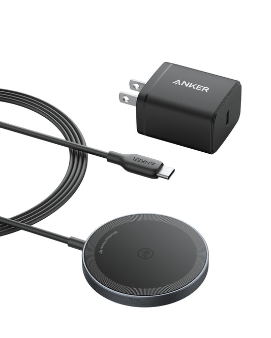 Anker MagSafe Charger Pad, MagGo iPhone 16 Wireless Charging Pad, Qi2 Certified 15W Wireless Charger, Compatible with iPhone 16/16 Plus/16 Pro/16 Pro Max/15/14/13/12 Series (USB-C Adapter Included)