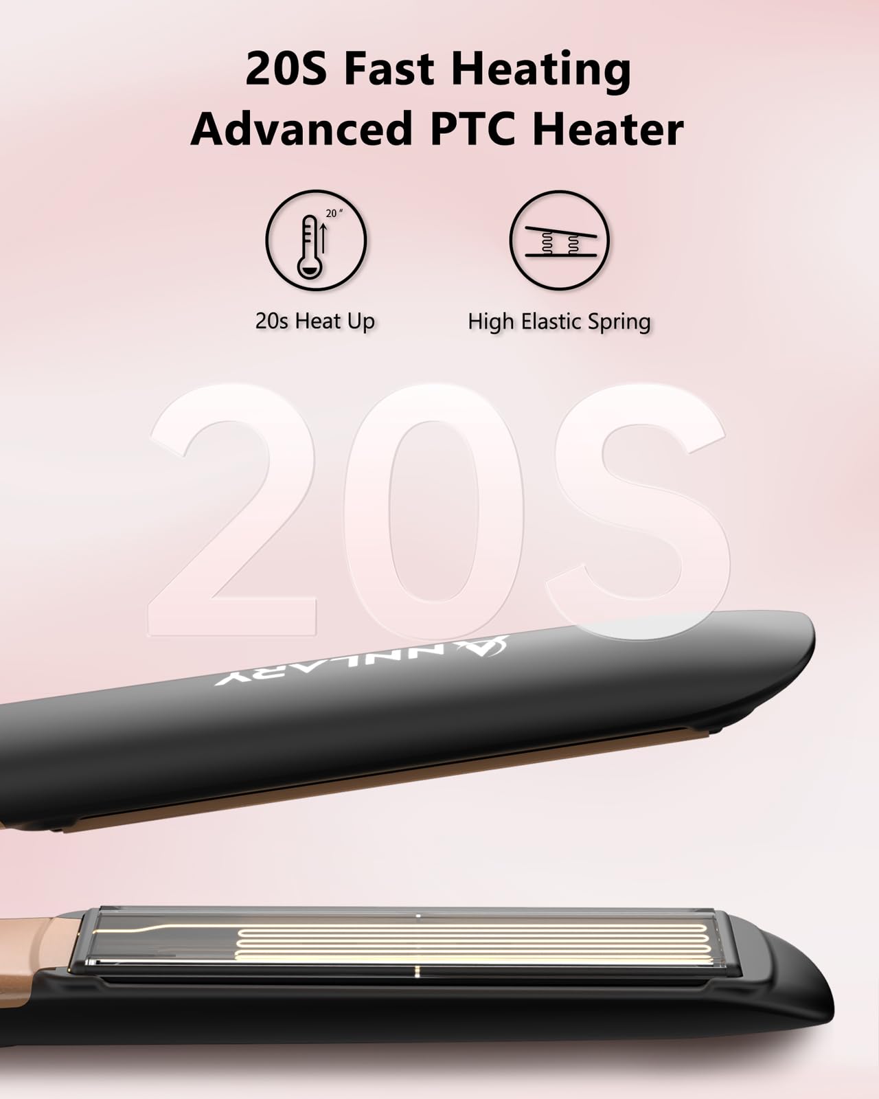 Annlary Hair Straightener, 1 Inch Flat Iron Hair Straightener and Curler 2 in 1, Professional Ionic Titanium Dual Voltage Flat Iron with Anti-Iron Silicone for Less Frizz, Shinier & Smoother Hair