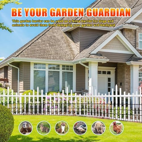 Animal Barrier Fence No Dig 10pcs Garden Fence 10.8ft(L) X17 H Dog Fence Panels 1.5" Gap No Dig Garden Borders for Yards, Metal Fence Panels Outdoor Rustproof