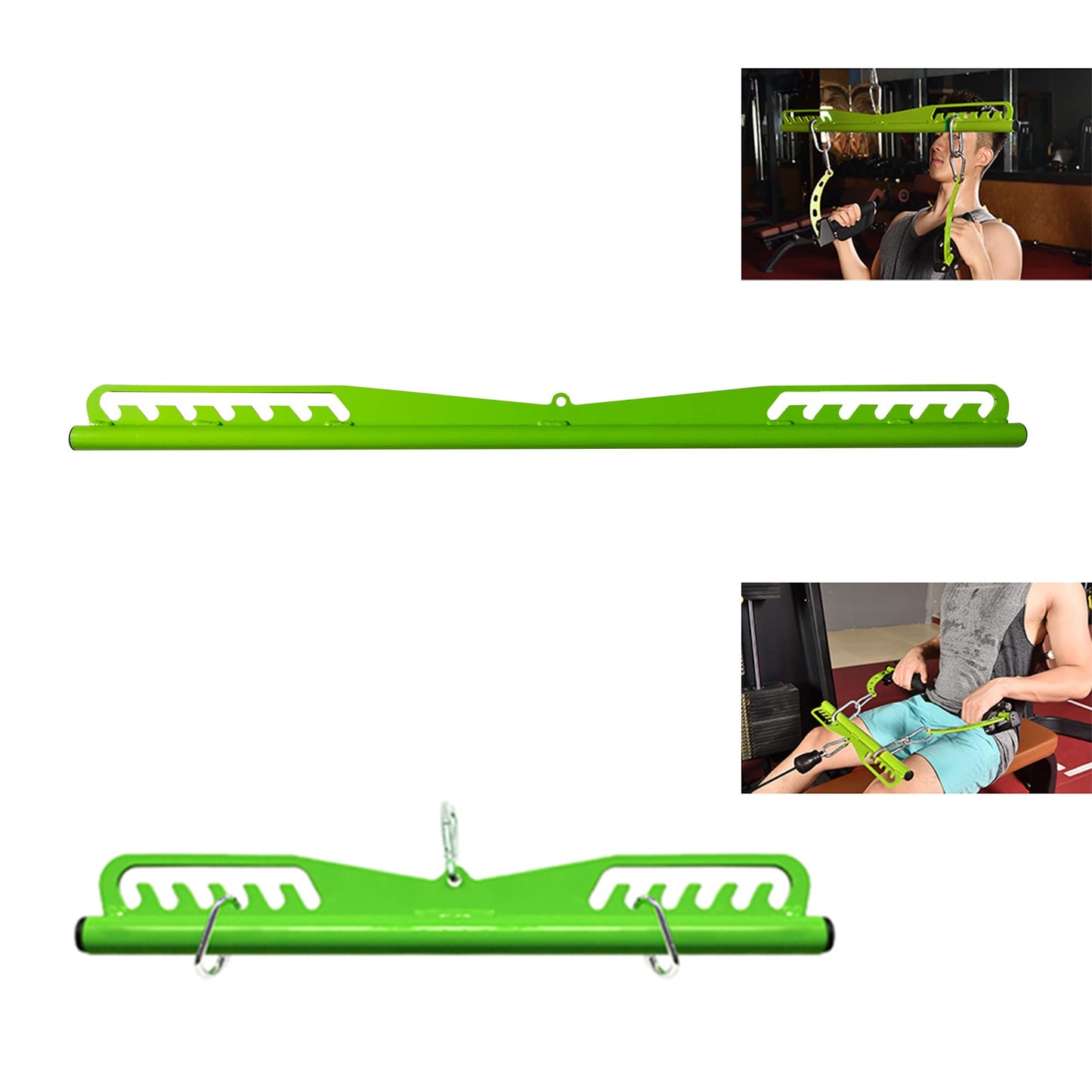 Home Gym Fitness Spreader Bar, Multi-Grip Wide Lat Pull Down Bar, Neutral Grip Handle, Lat Pulldown Attachments Long Bar for Cable Pulley System Machine, T-bar Row Landmine Attachment (SP-2PCS BAR)