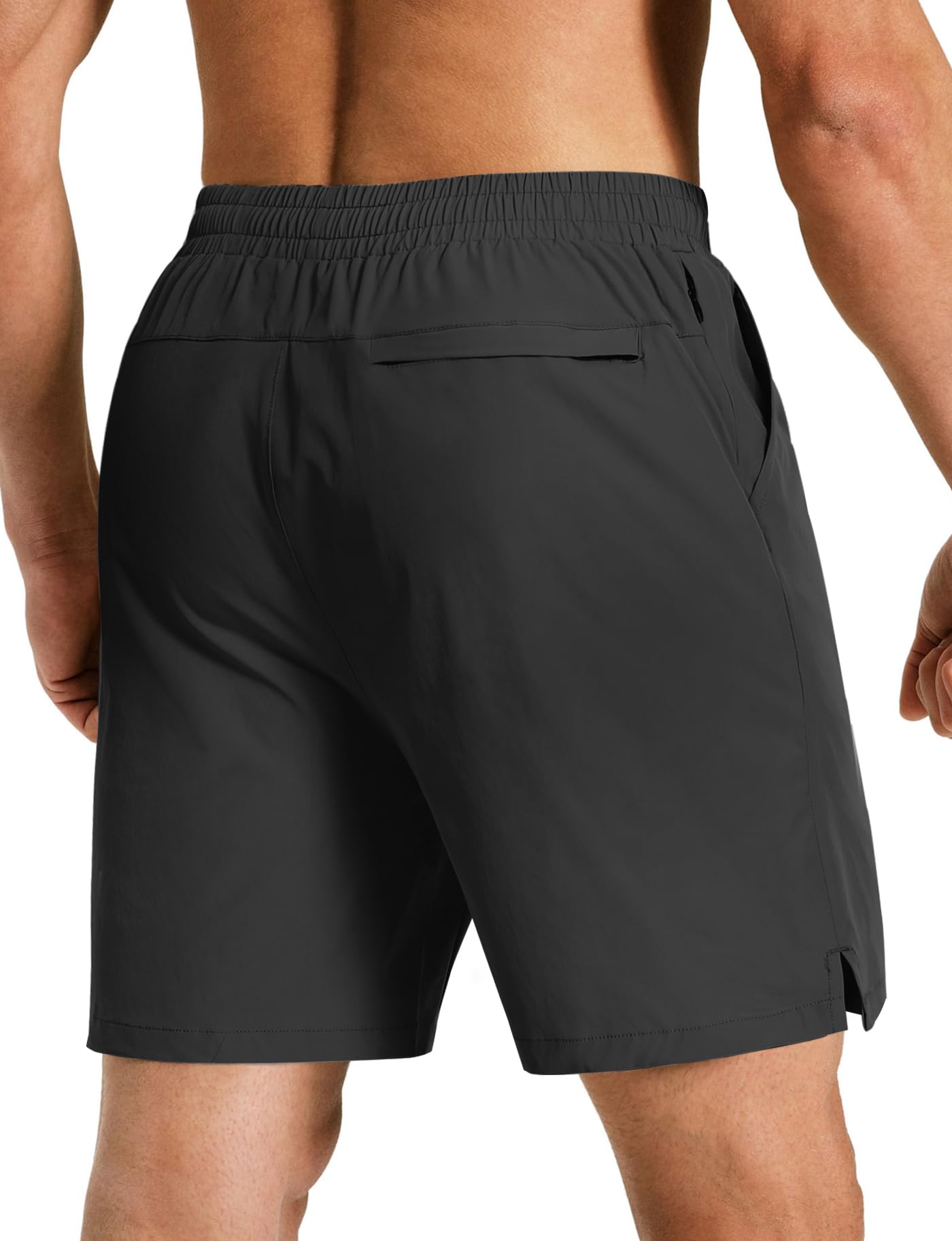 Aolesy Mens Athletic Gym Shorts Quick Dry Shorts 7 inch Inseam Lightweight Men Running Workout Sports Hiking Shorts with Pockets Black