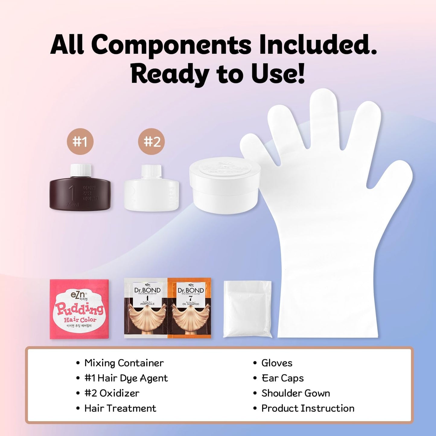 eZn Pudding Hair Dye, Ammonia-Free Semi-Permanent DIY Hair Color Kit with Keratin, Made in Korea, Odorless, Gentle for Sensitive Skin, No Skin Irritation (Warm Mocha Brown, 1 Pack)