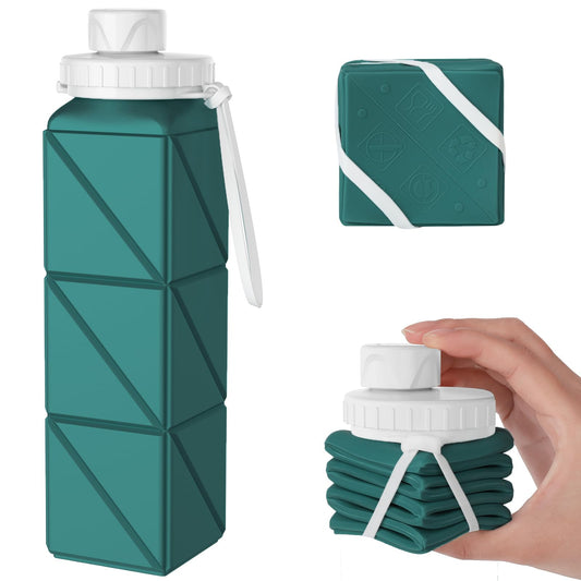 SPECIAL MADE Collapsible Water Bottle Leakproof Valve 610ML Reuseable BPA Free Silicone Foldable Water Bottle for Gym Camping HikingYoga Travel Sports Lightweight Durable 20.7oz