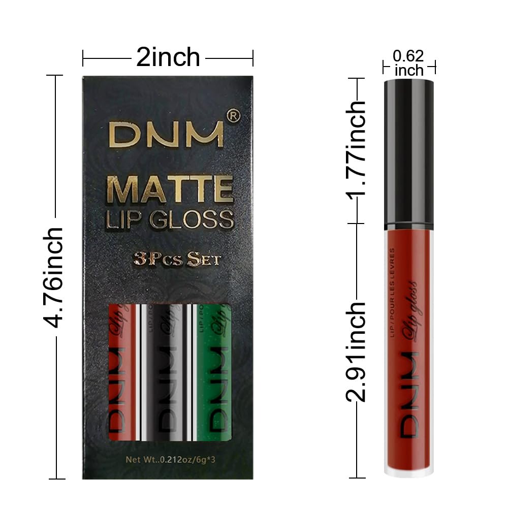 AMY'S DIARY Dark Red Green Black Matte Plum Liquid Lipstick 3Pcs Sets,224-hour Lipstick Long Lasting Permanent L Magic Lipstick Waterproof Lip Stain 24 Smudge Waterproof for Women (Set20)