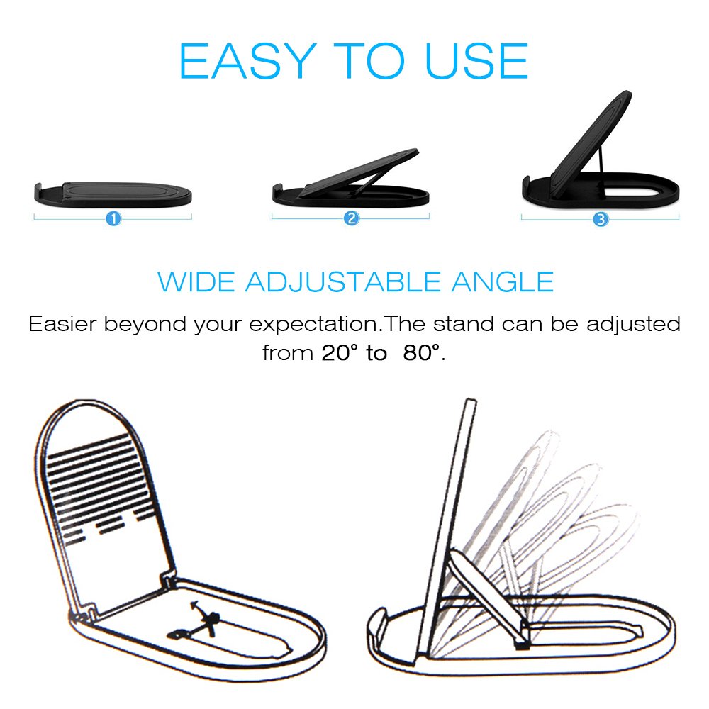 Ama Forest Cell Phone Stand 3Pack, Portable Foldable Desktop Cell Phone Holder, Adjustable Universal Multi-Angle Cradle Stands for Tablet iPad iPhone X/xr/xs max Samsung Galaxy, Black, White, Pink