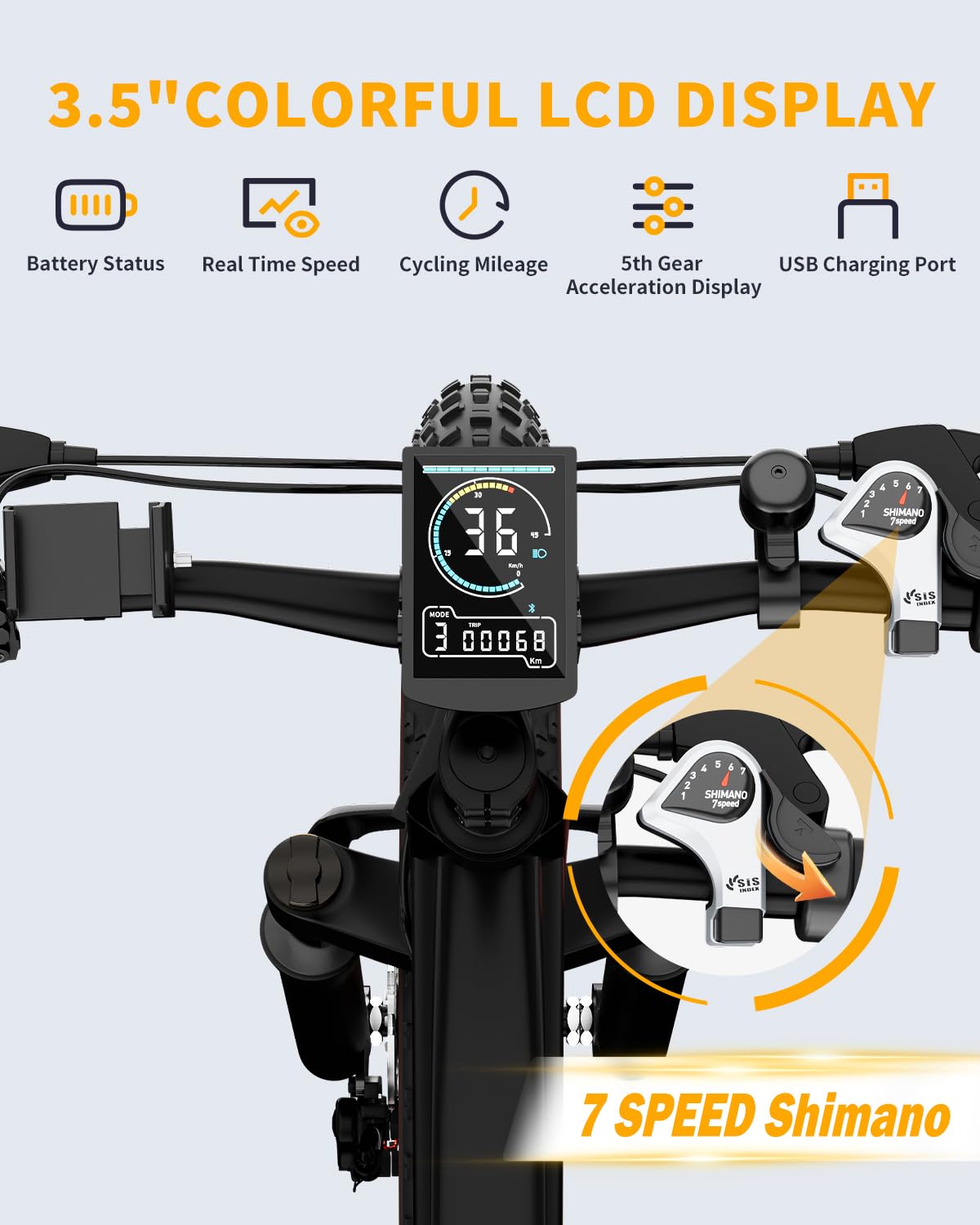 Electric Bike for Adult 1400W Peak, 48V 720WH Removable Battery, 72 Miles 28 MPH, 26" Fat Tire Electric Mountain Bike with Hydraulic Suspension, 7-Speed ,UL Certified Commute Mountain Ebikes for Men