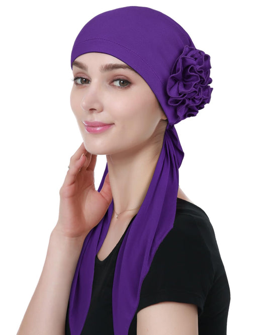 Alnorm Turban Hat Chemo Cancer Headwraps Headwear for Women Purple
