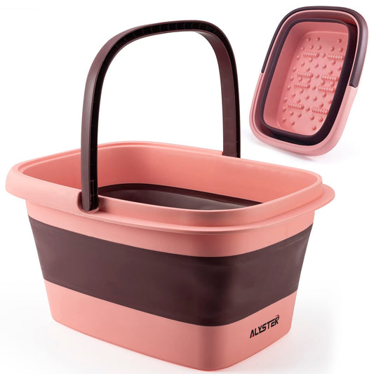 ALYSTER Collapsible Soak Tub with Handle For Foot Spa, Pedicure, Foot Soak Bath 15L/4 Gallons Massager Basin for Dry Cracked Feet, Home Spa Treatment