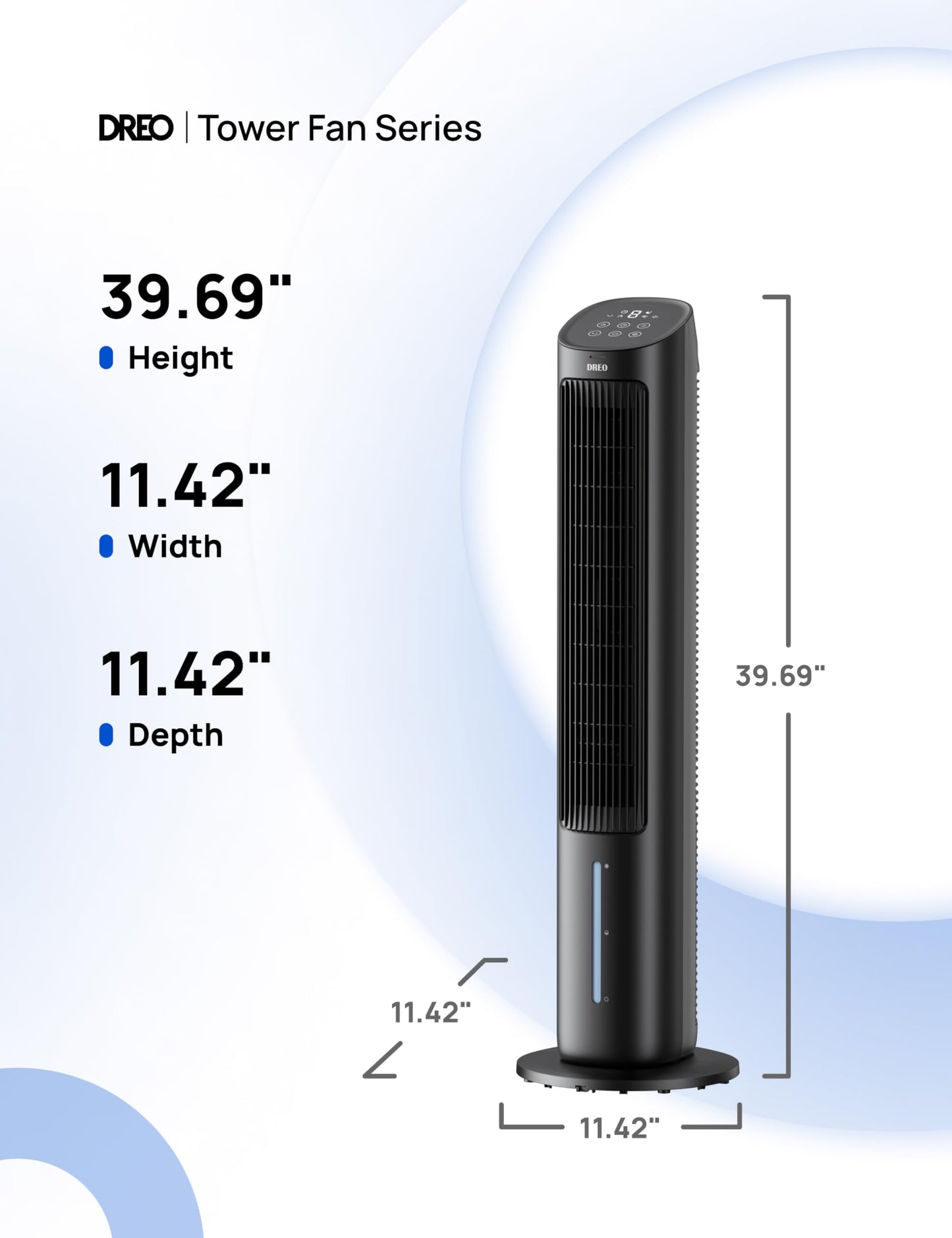 Dreo Tower Fan for Bedroom, 40" Evaporative Air Cooler, Cooling Fans That Blow Cold Air with 80° Oscillating, Removable Water Tank, 3 Modes 4-Speed, Remote Control, Quiet Floor Fan, 7H Timer，Black