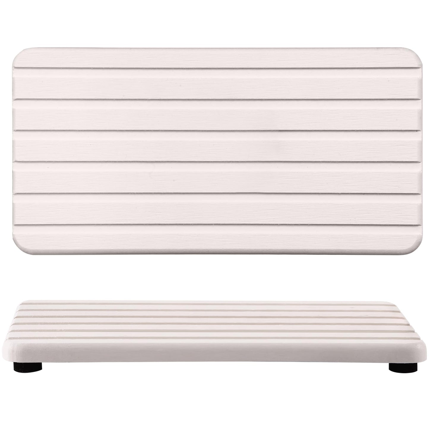 2 PCS Water Absorbent Diatomite Coasters Rectangle, Grooved Design, Water Absorbing Stone Used for Hand Soaps & Plants & toiletries in The Modern Home